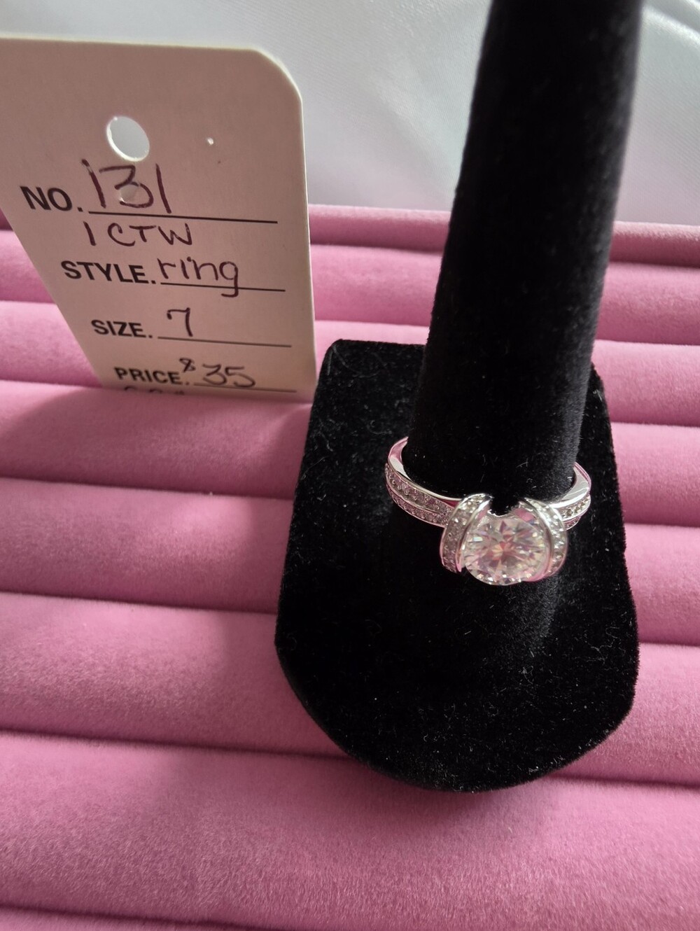 Classic Silver-Tone Round 1 CT Moissanite Ring - Size 7